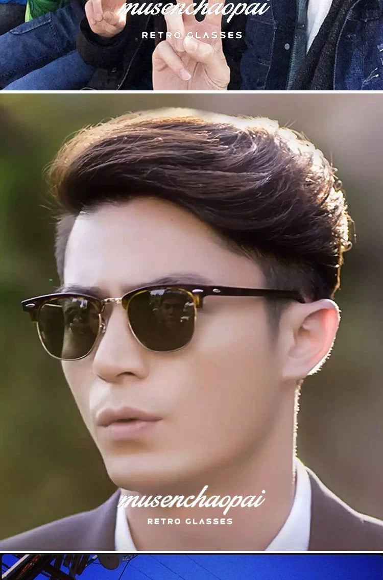 2024 New Arrival Trendy Polarized Half Frame Square Sunglasses Driving Box Men and Women Fashion K-style Sun Glasses
