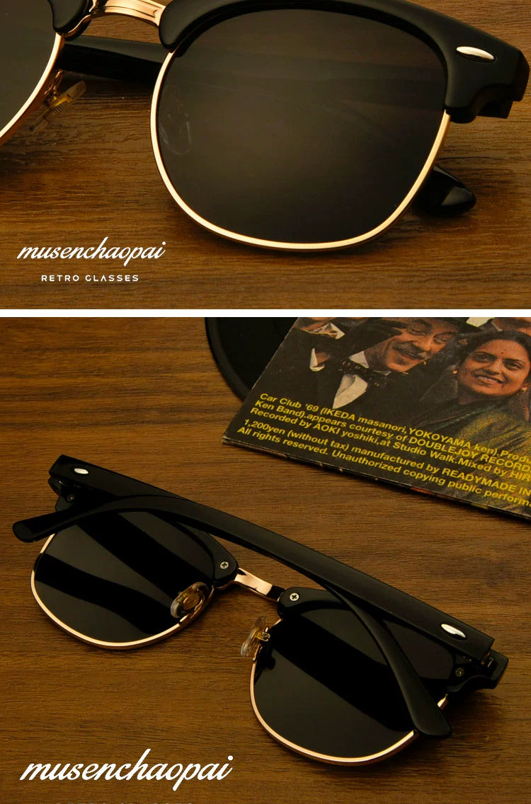 2024 New Arrival Trendy Polarized Half Frame Square Sunglasses Driving Box Men and Women Fashion K-style Sun Glasses