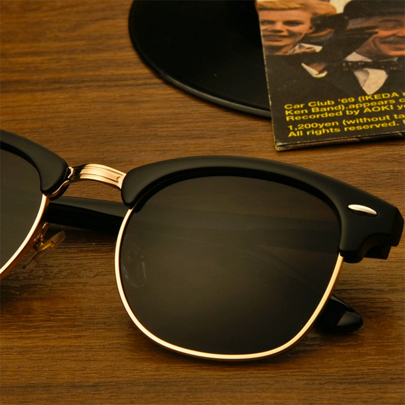 2024 New Arrival Trendy Polarized Half Frame Square Sunglasses Driving Box Men and Women Fashion K-style Sun Glasses