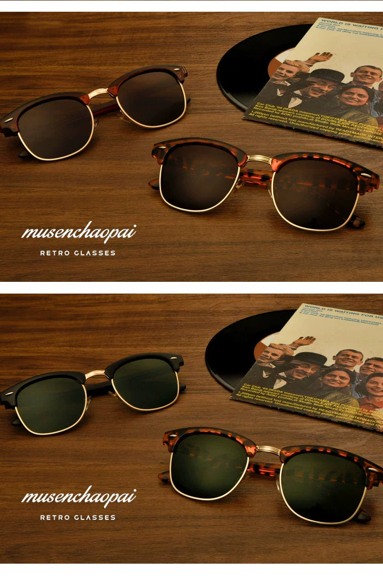 2024 New Arrival Trendy Polarized Half Frame Square Sunglasses Driving Box Men and Women Fashion K-style Sun Glasses
