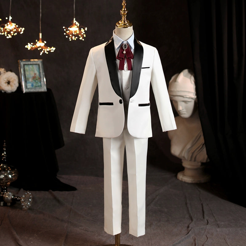 White Kids Boy Host Piano Handsome Suit