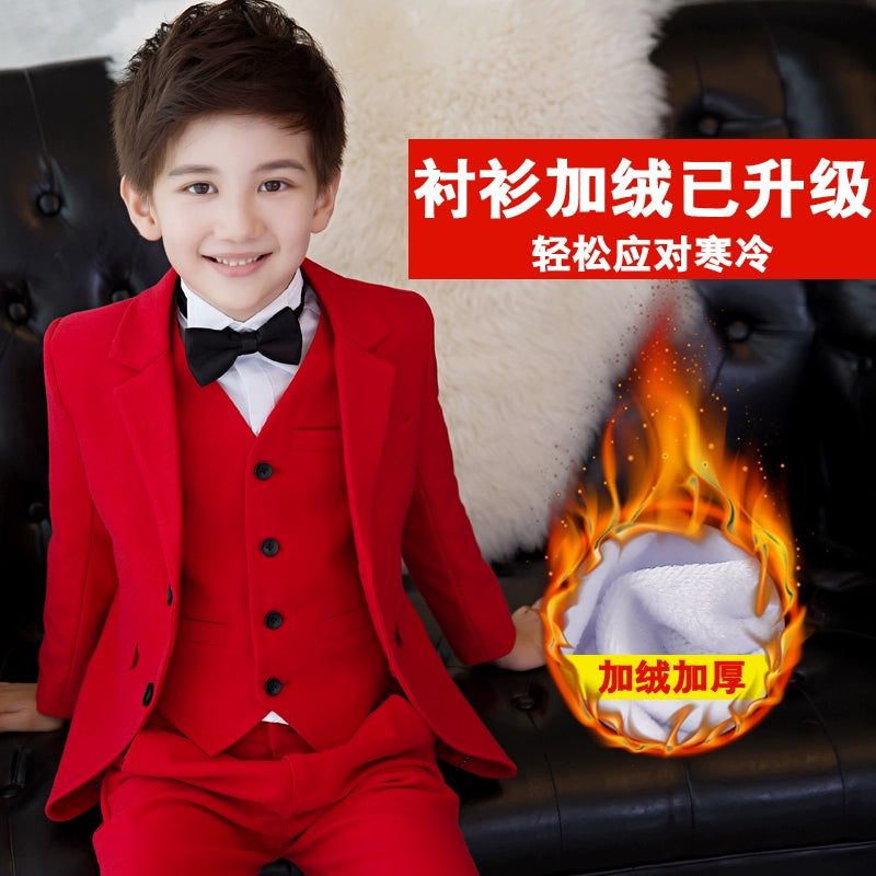 White Kids Boy Host Piano Handsome Suit