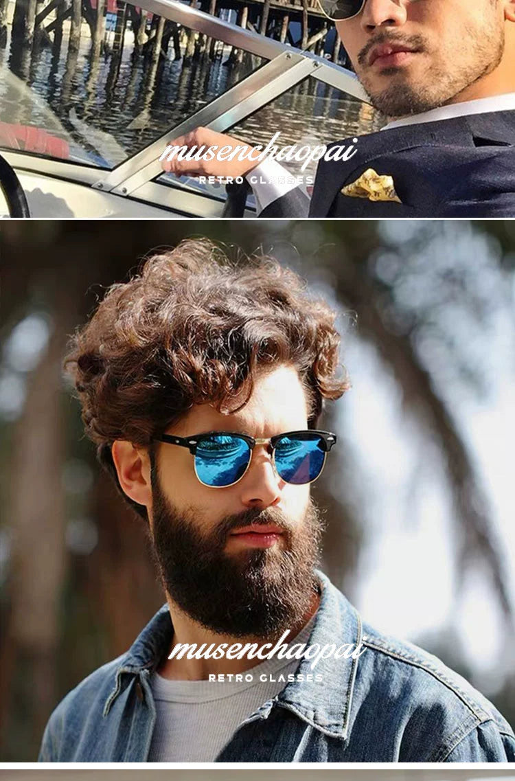 2024 New Arrival Trendy Polarized Half Frame Square Sunglasses Driving Box Men and Women Fashion K-style Sun Glasses