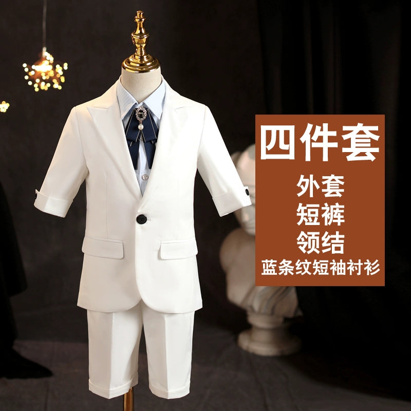 White Kids Boy Host Piano Handsome Suit