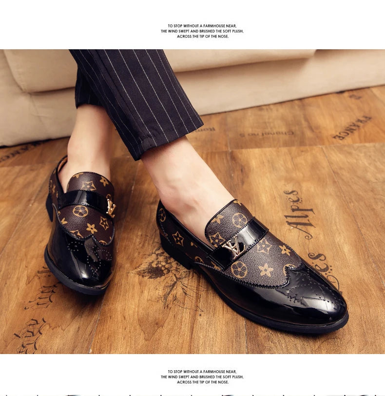 Doudou Shoes New Men's British Business Genuine Leather Slip-On Soft Leather Shoes Pointed Toe Hairstylist Versatile Trendy Shoe
