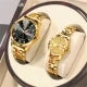 2pcs/set Authentic Luxury Couple Watch Golden Stainless Steel Lovers Quartz Wrist Watches For Women Men Analog Wristwatch 2521