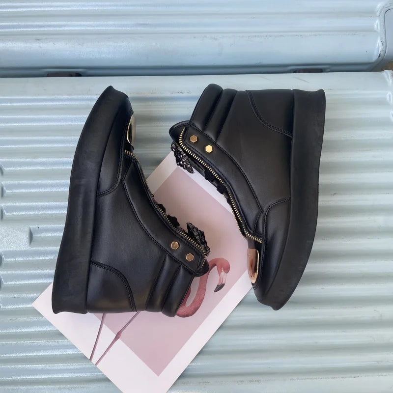 Men's High-Top Designer Sneakers - Casual Athletic Shoes with Zip Detail