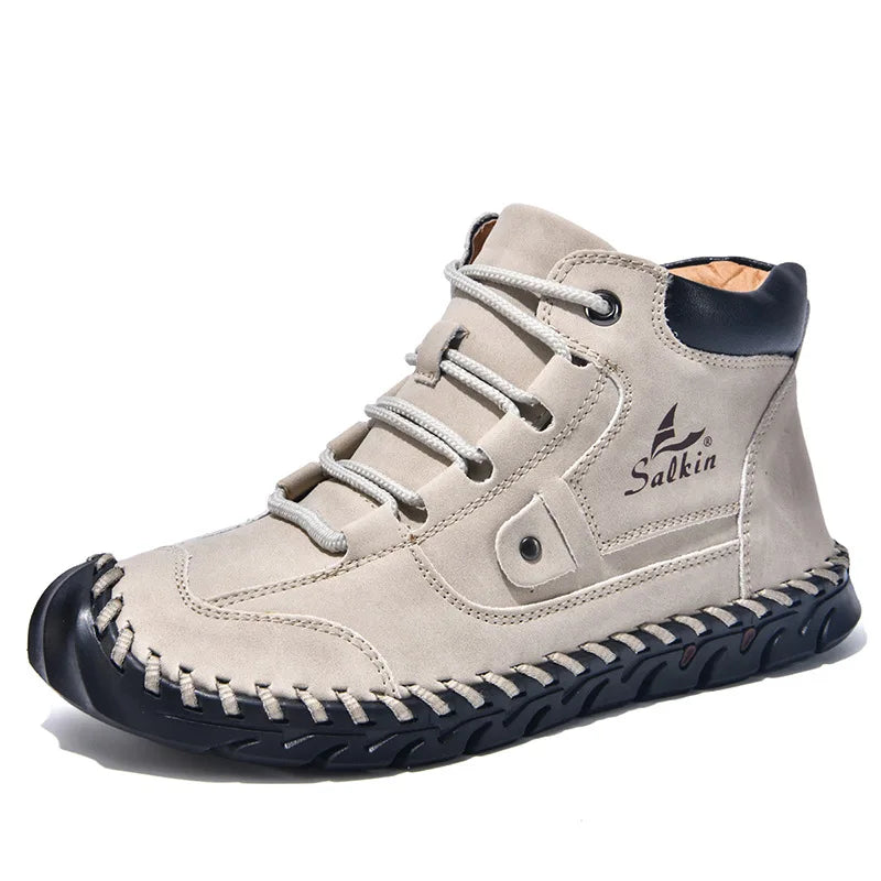 New 2025 Handmade Men Boots Design Sneakers Man Outdoor Casual Leather Men Shoes Ankle Boots Fall Breathable Hot Sale Men Shoes