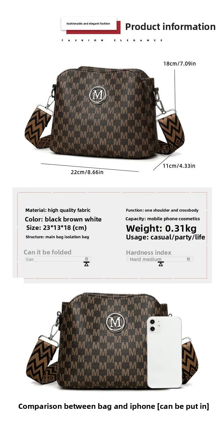 Synthetic Faux Leather Shoulder Bag For Women Retro Crossbody Bag with Golden "M" Monogram, Purse Work, Travel, Parties & Gifts