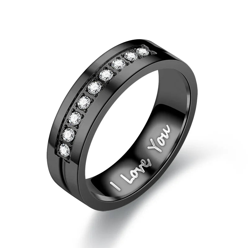2025 Fashion Black Stainless Steel Couple Rings for Lover's Jewelry Accessories Engagement Wedding Band Men Rings/Women Rings