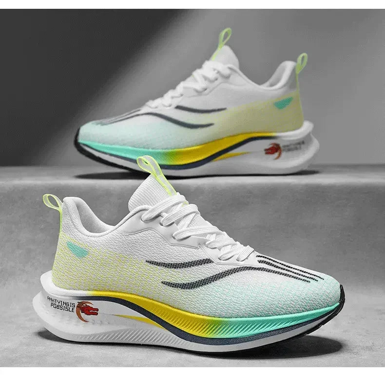 Marathon Air Cushion Carbon Plate Sports Running Shoes Men Breathable Lightweight Women's Comfortable Athletic Nonskid Sneakers