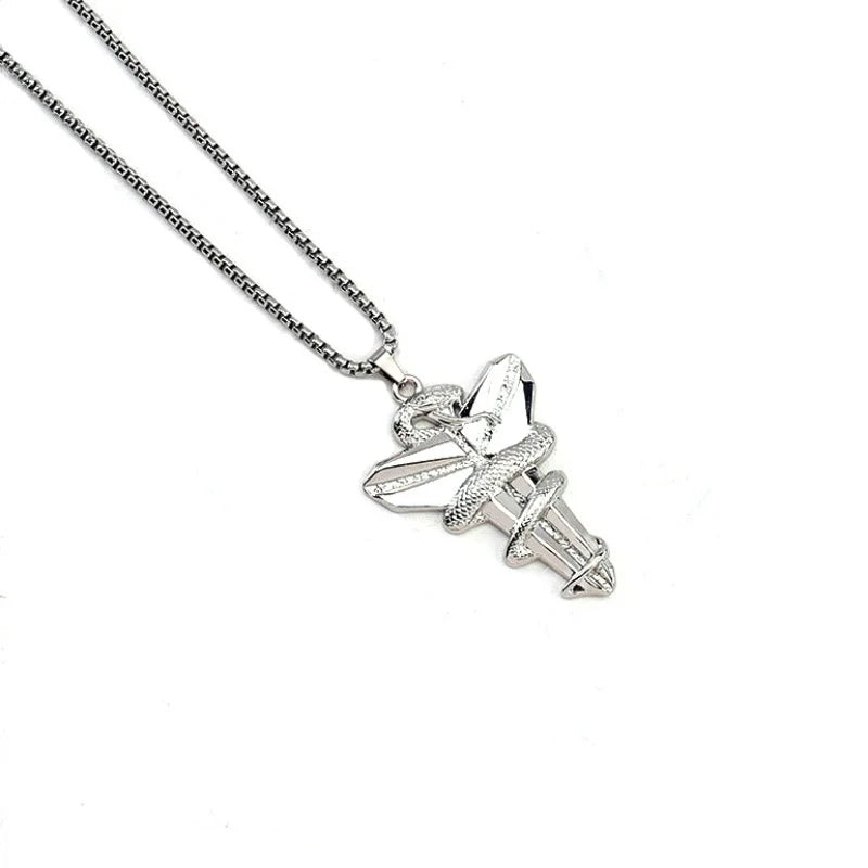 2023 Necklace for Men Basketball Fans Commemorative Necklace Pendant Snake Mamba Cross Jewelry Tide Daily Wearing
