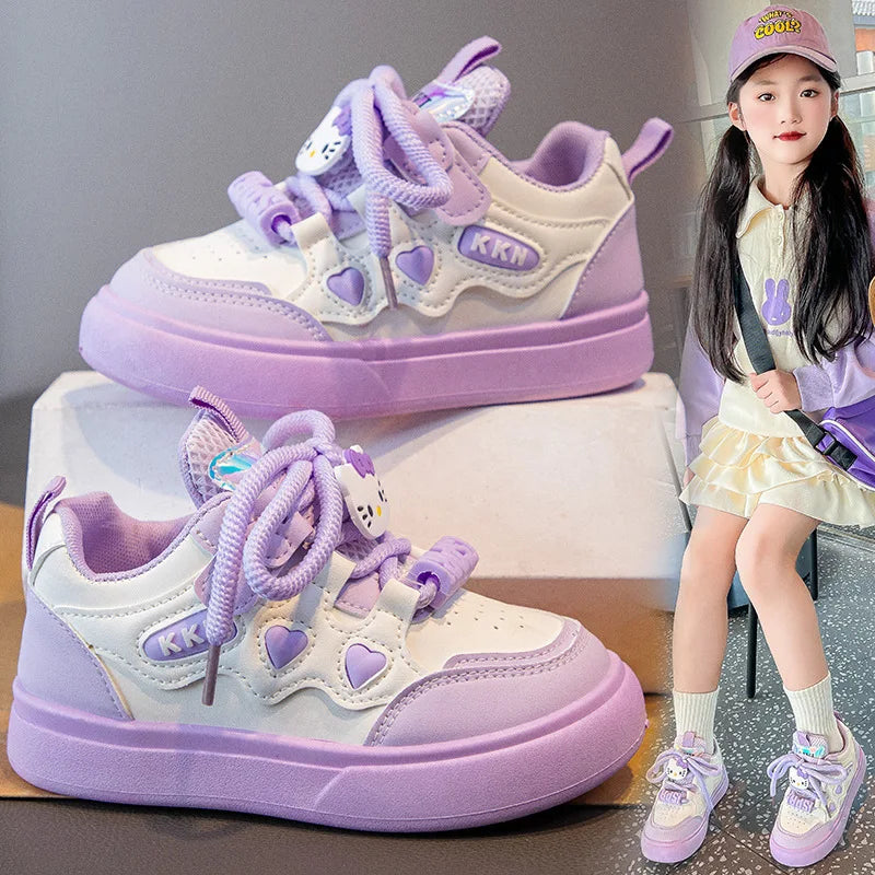 New 2025 Spring Autumn Girls Fashion Sneakers Princess Style Lightweight Casual Shoes for Little Girls