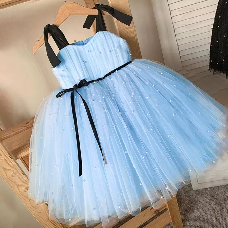 Toddler Baby Sequin Party Dresses Baptism Wedding 1 Year Birthday Bow Princess Dress For Baby Girl Tulle Bridemaid Gown Vestidos