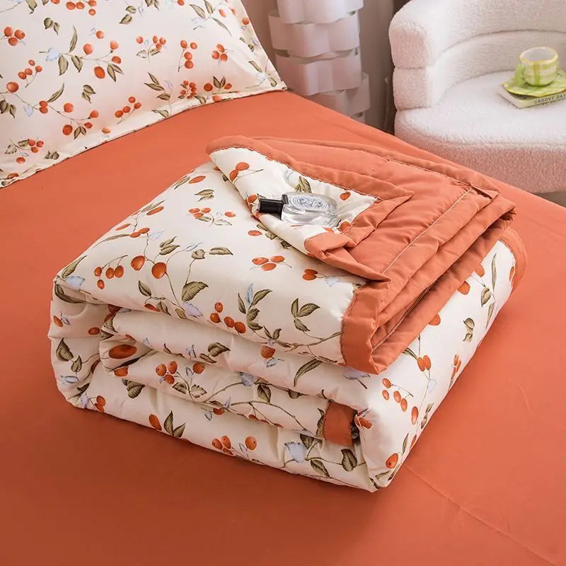 Cotton Air-Conditioning Quilt Cover for Children and Adults, Soft Flower, Double Printed, Washable Bed, Home Use, New,