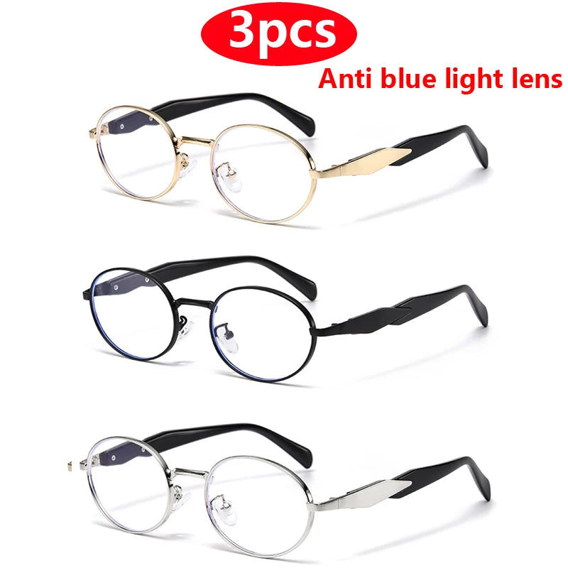 Car Sun Glasses 3pcs New Metal Small Oval Sunglasses Women Trend High Quality Classic Men Luxury Brand Eyewear Unisex