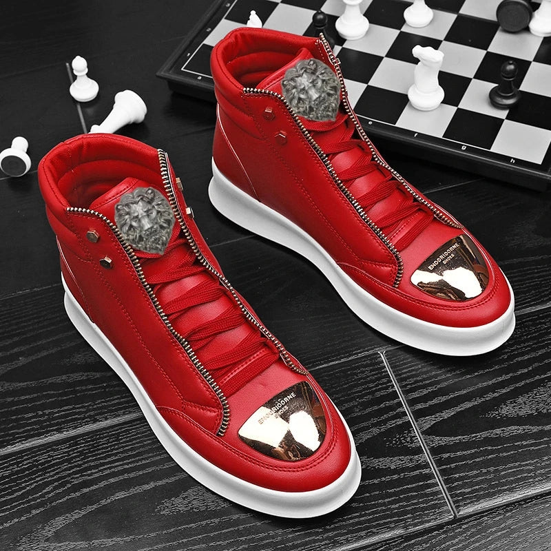 Men's High-Top Designer Sneakers - Casual Athletic Shoes with Zip Detail