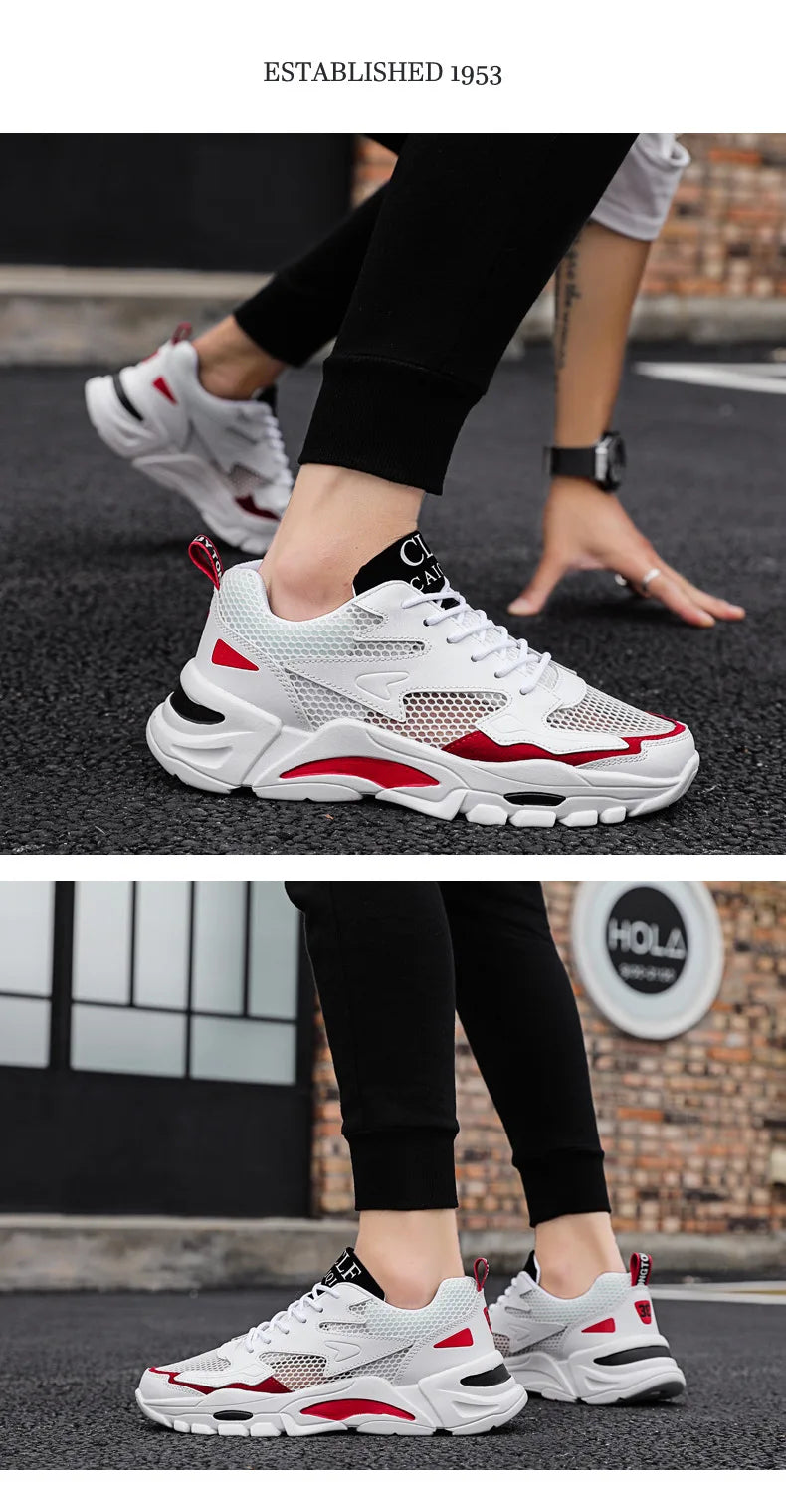 Mesh Men's Sneakers white summer platform sneakers Stylish Lace-up Male Sneaker Breathable Man Tenis Footwear men's sports shoes