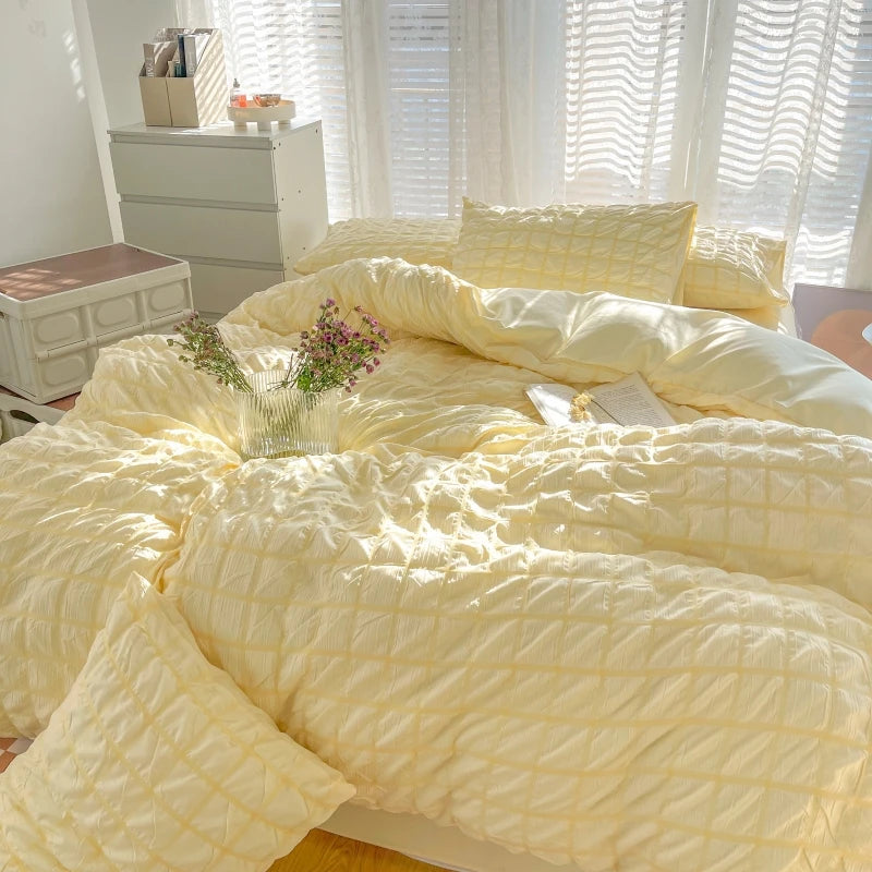 The Simple Solid-color Puffon Quilt Cover Is Suitable for Bedroom and Apartment Bedding