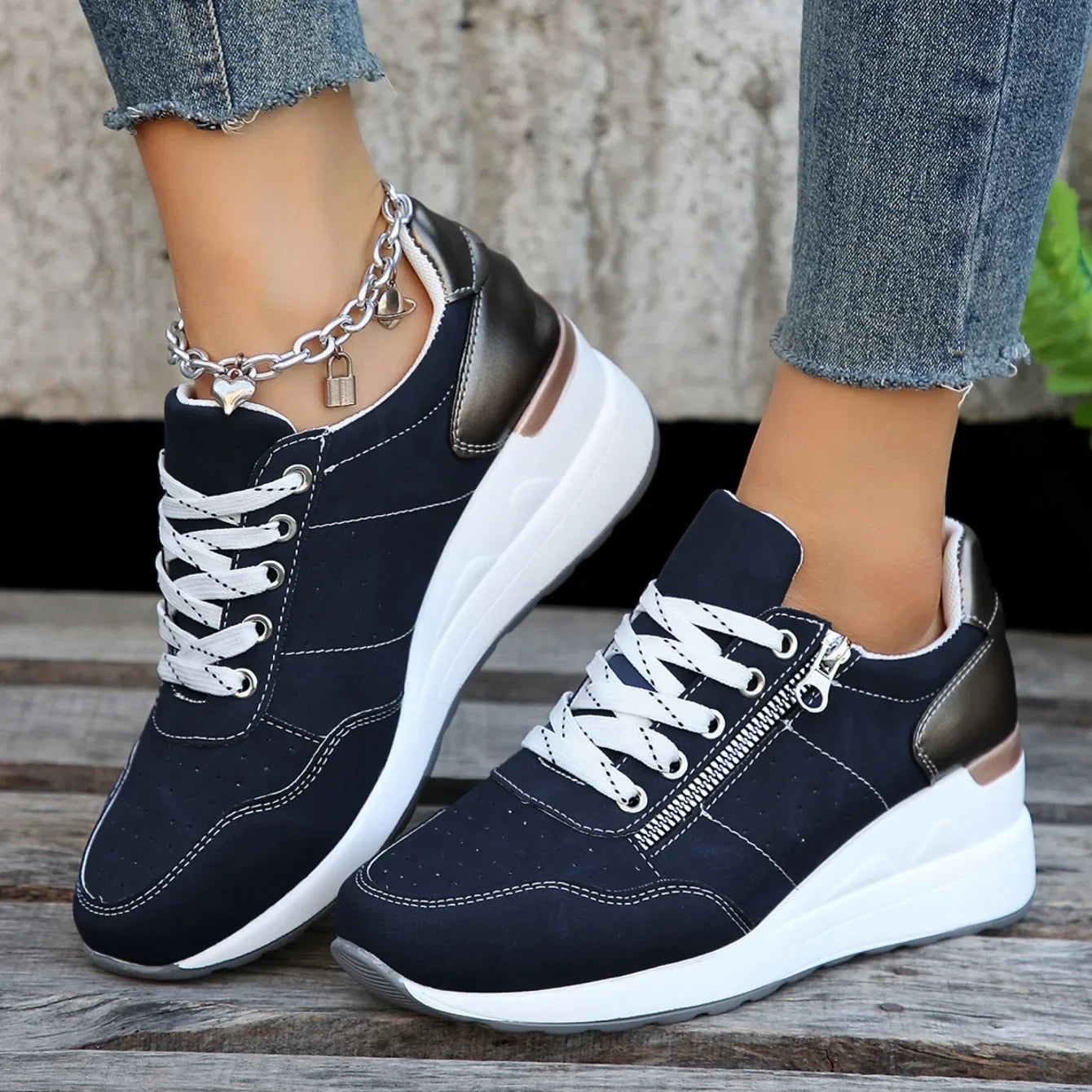 2025 spring autumn Shoes Woman Trend Wedge Platform Casual Shoes Women Lace Up Sports Shoes Woman Non Slip Breathable Sneaker
