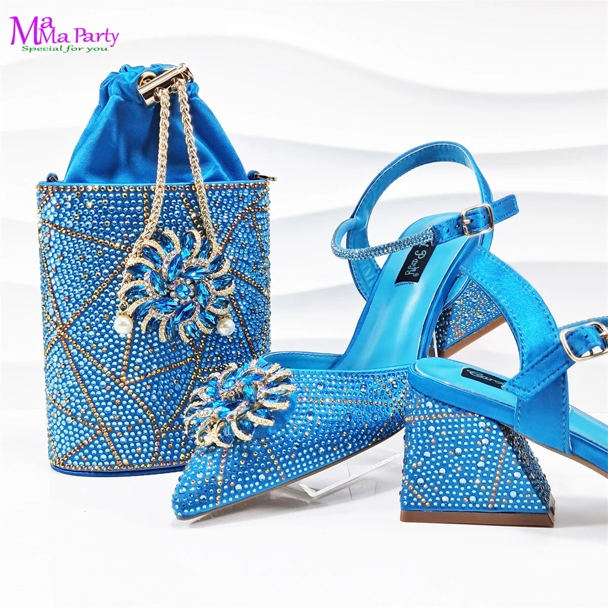 2025 New Fashion African Design Shoes and Bag Set to Match in Coffee Color Mature Ladies Pointed Toe Pumps for Wedding