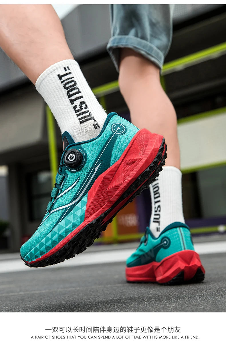 2025 New Lightweight Outdoor Casual Sports Shoes With Rotating Buckle Carbon Plate And Popcorn Outsole Running Shoes For Men