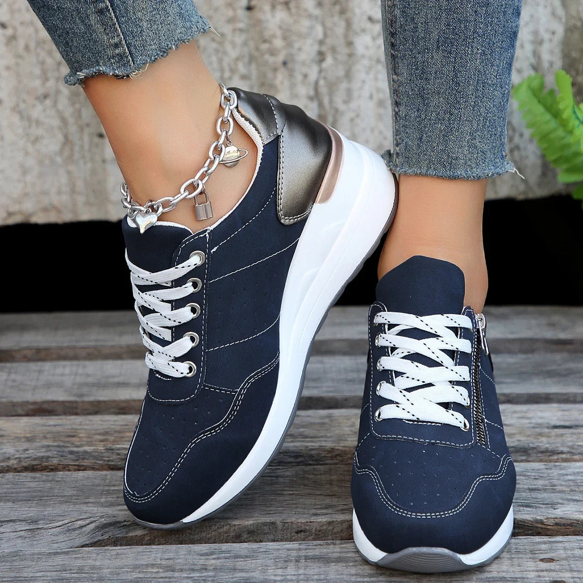 2025 spring autumn Shoes Woman Trend Wedge Platform Casual Shoes Women Lace Up Sports Shoes Woman Non Slip Breathable Sneaker