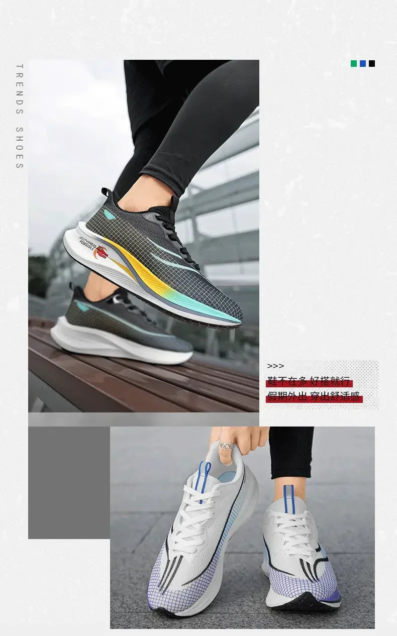 Marathon Air Cushion Carbon Plate Sports Running Shoes Men Breathable Lightweight Women's Comfortable Athletic Nonskid Sneakers