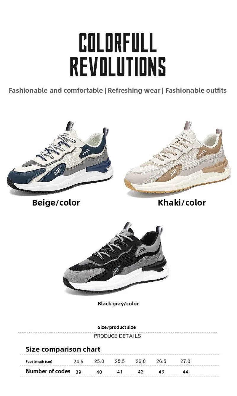 2025 Men's Shoes Autumn Sports Shoes Versatile Casual Shoe Running Anti Slip Height Increasing Dad Trendy Shoe Summer
