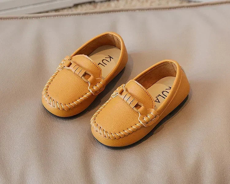 Boys Leather Shoes Black White for School Party Wedding Kids Formal Flats Loafers Slip-on Soft Loafers Children Moccasins 21-30