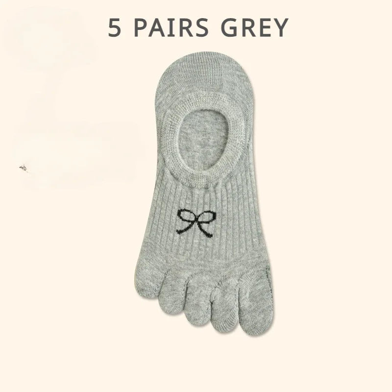 5 Pairs Five Finger Socks Women  Anti-slip Cotton Toe Socks with Separate Fingers Sports Summer Thin Slipper Socks