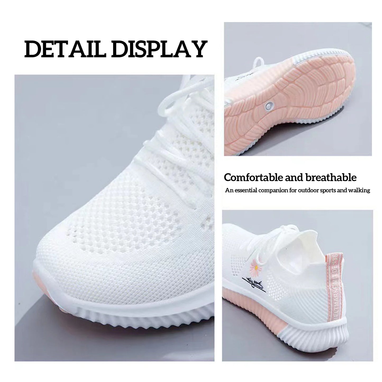 Women Lace Up Mesh Sneakers All Match Walking Shoes Outdoor Sneakers for Office Home Outdoor Wear