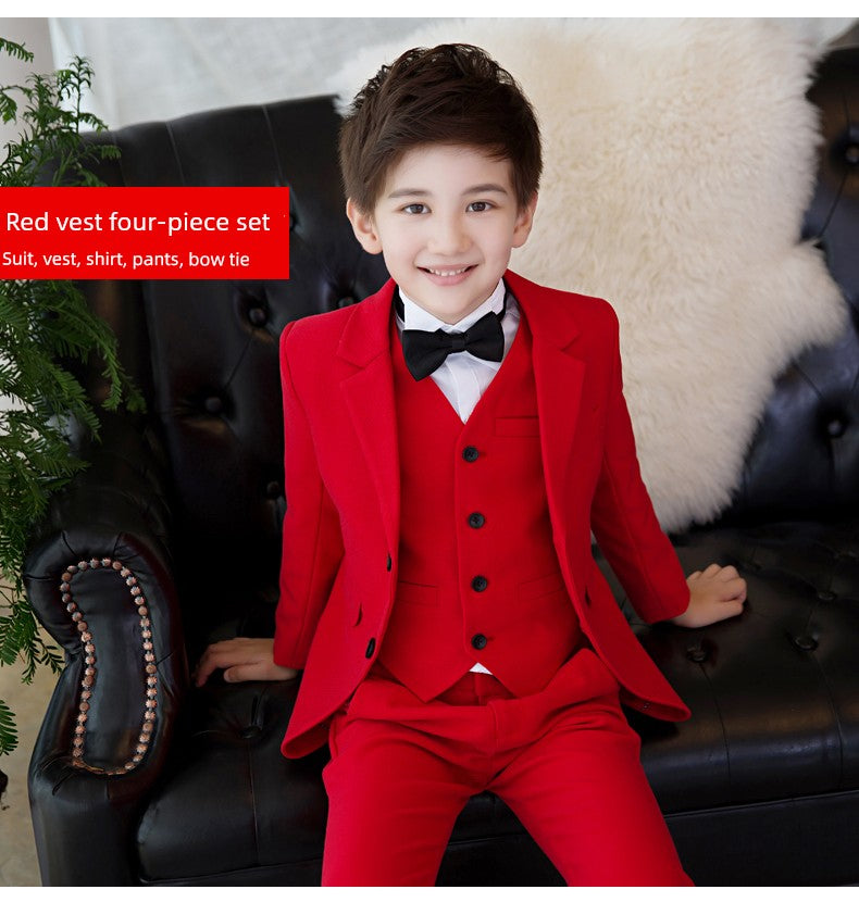 White Kids Boy Host Piano Handsome Suit