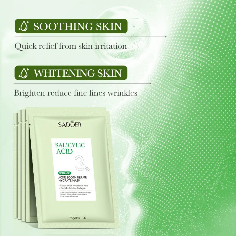 5/10pcs SADOER Salicylic Acid Face Mask Moisturizing Nourishing Firming Hydrating Facial Masks Face Sheet Mask Skin Care