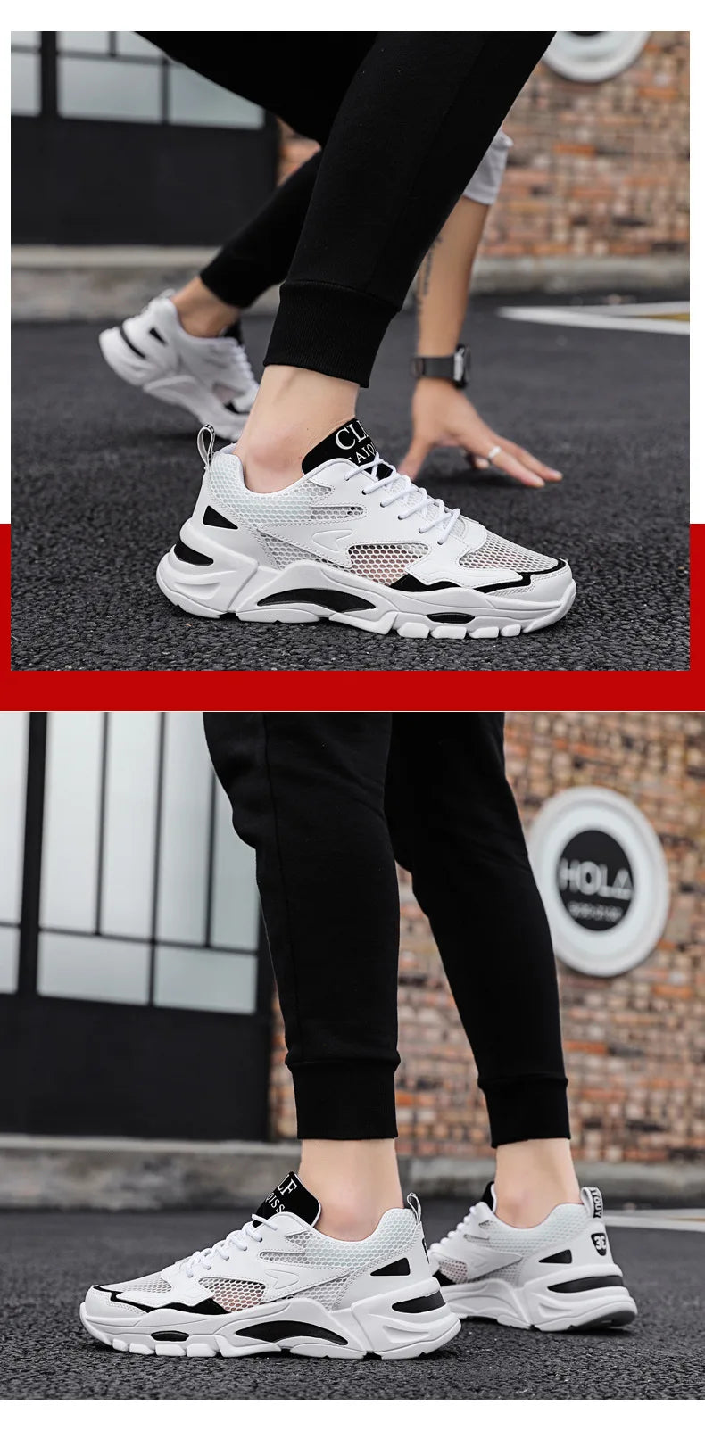 Mesh Men's Sneakers white summer platform sneakers Stylish Lace-up Male Sneaker Breathable Man Tenis Footwear men's sports shoes