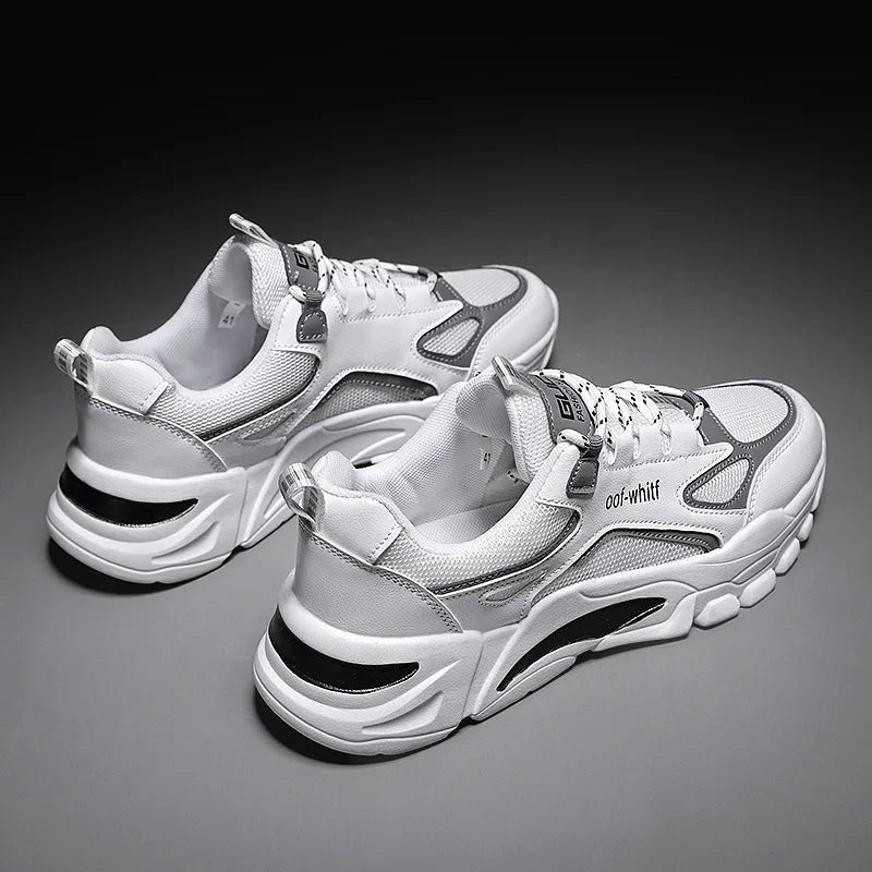 Summer 2025 New Men's Woven Mesh Running Shoes Breathable Elevated Chunky Sneakers Fashionable Korean Style Trendy
