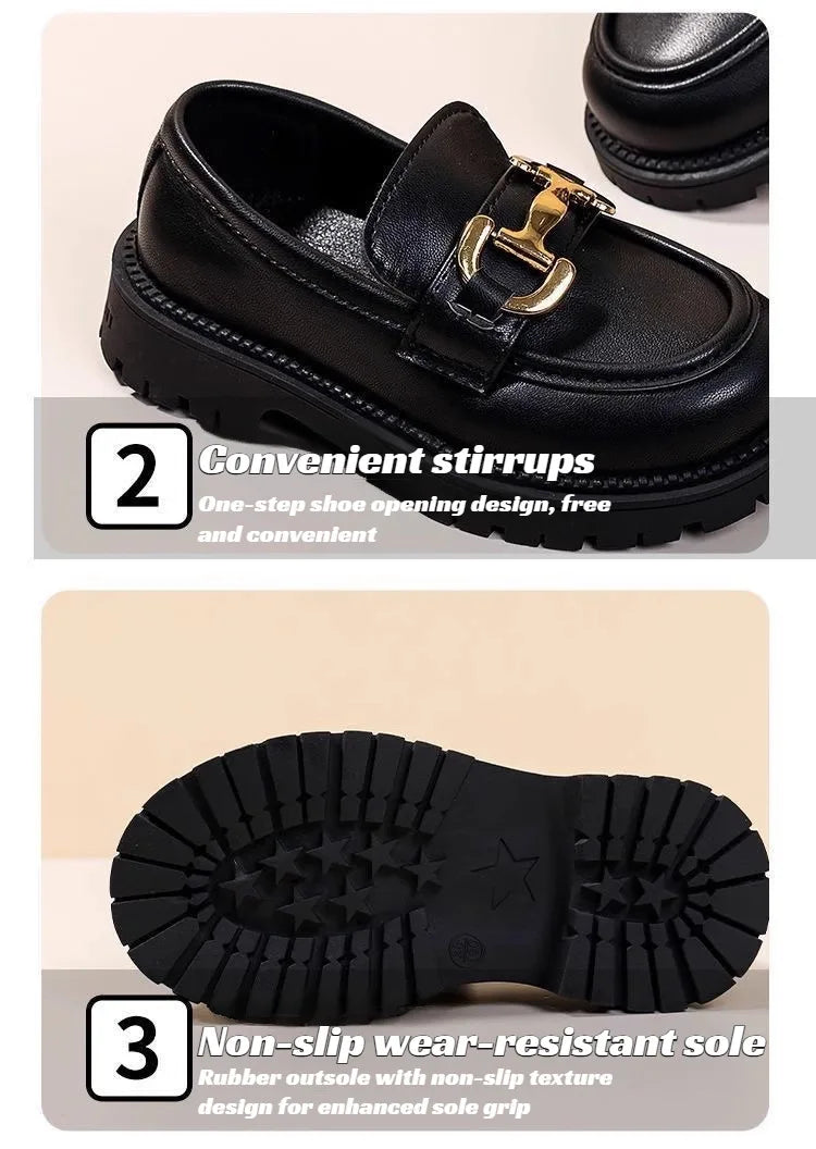 Girls' leather shoes princess shoes spring and autumn loafers non-slip soft-soled fashionable shoes