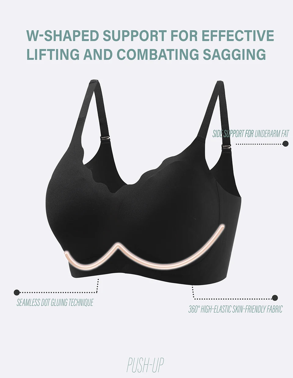 Women's Push Up Soft Bra Removable Padded Non Wired Bra Comfort Seamless Full Coverage Everyday Bra Underwear For Women