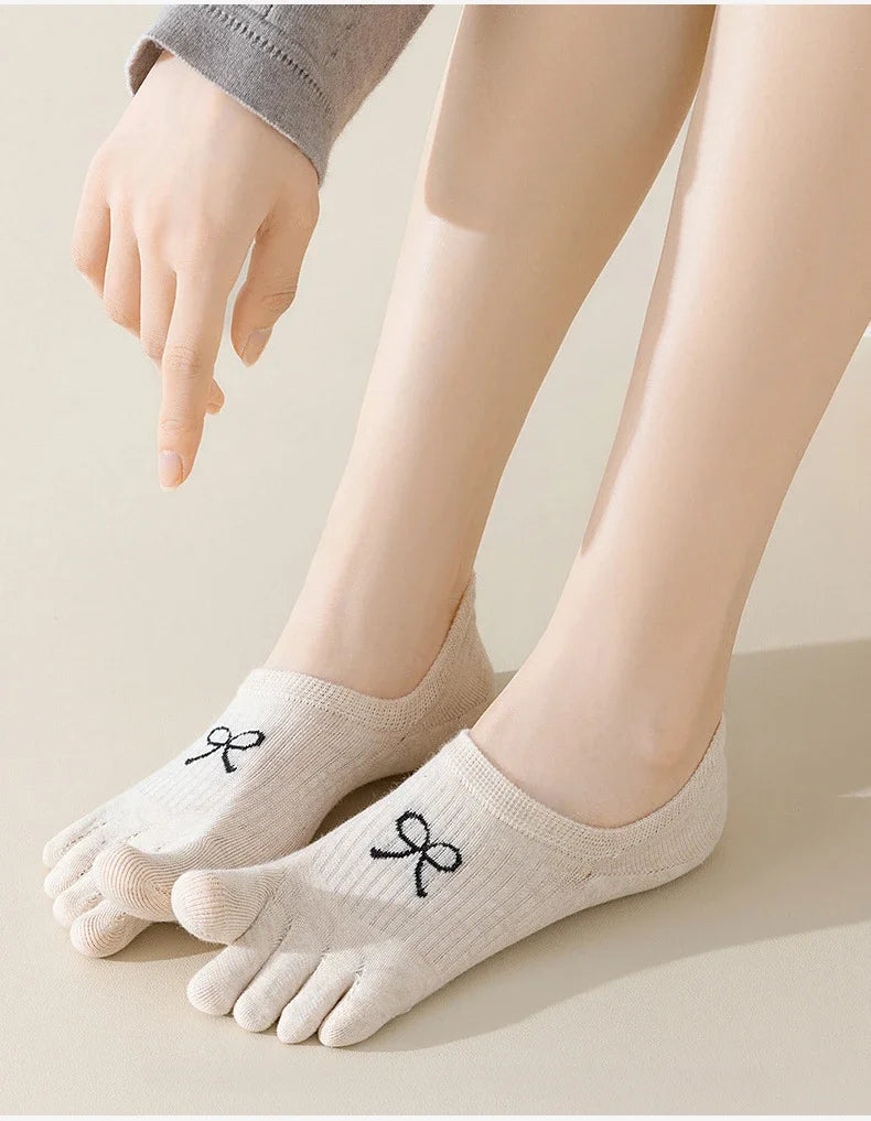 5 Pairs Five Finger Socks Women  Anti-slip Cotton Toe Socks with Separate Fingers Sports Summer Thin Slipper Socks