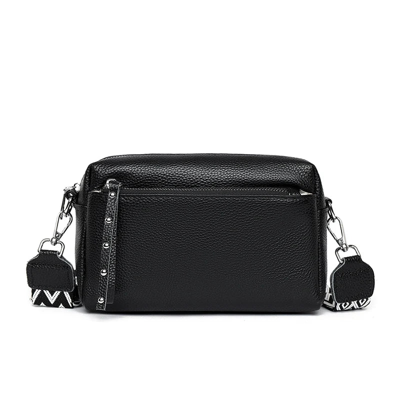 100% Cowhide 3 Layers Crossbody Shoulder Bag Luxury Genuine Leather Messenger Bag Fashion Daily Use For Women Wallet HandBag