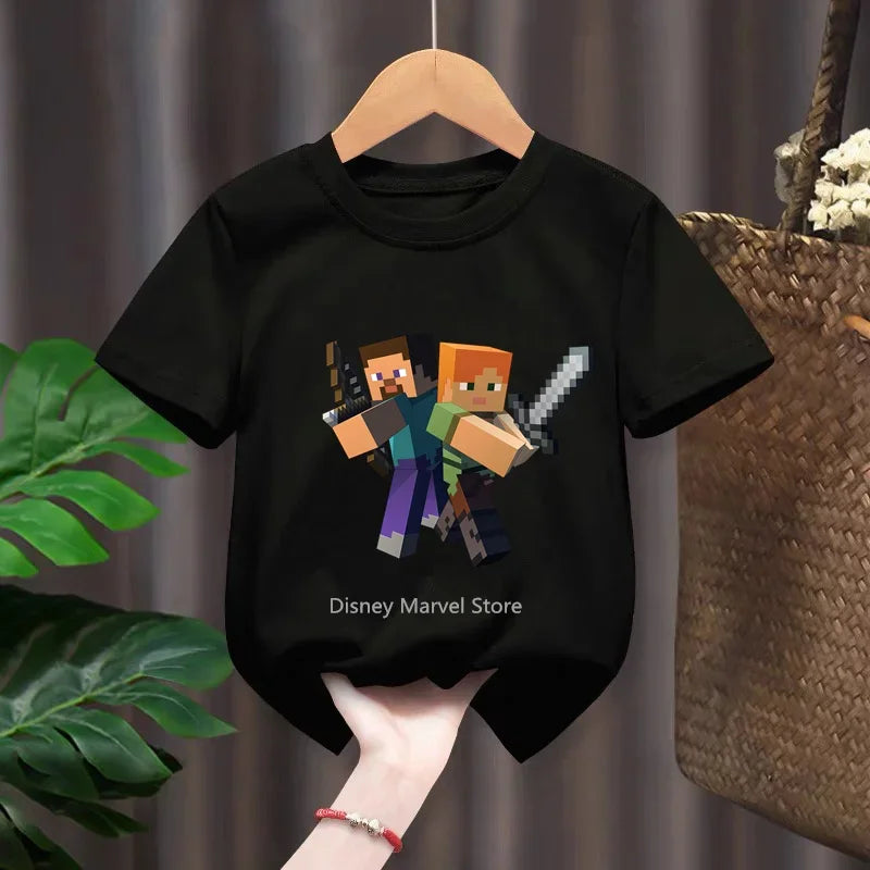 Anime T Shirts for Kids Boys Girls Clothes From 3 to 12 Years Old My Wonderful World Print T-shirt Birthday Child Short Sleeve