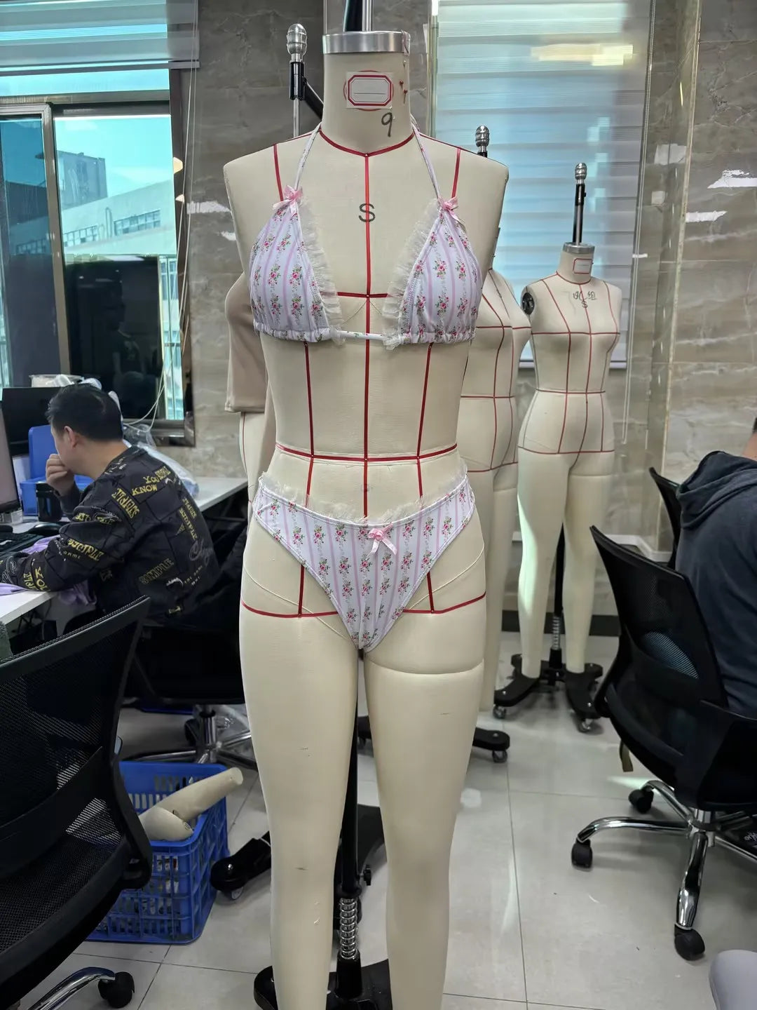 Summer Brazilian Bikini Sets Women Sexy Floral Top Thong Bottom 2 Pieces Set Push-up Swimwear Lace Up Swimsuits Beachwear