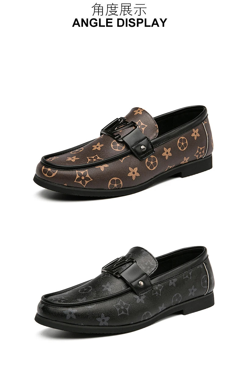 2025 New Genuine Leather Beanie Shoes Men's Casual Shoes Korean Style Trendy Lazy Shoes Light Luxury Personalized Big Brand Shoe