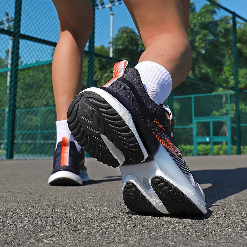 Air Cushion Carbon Plate Sports Running Shoes Men Breathable Lightweight Women's Comfortable Athletic Nonskid Sneakers