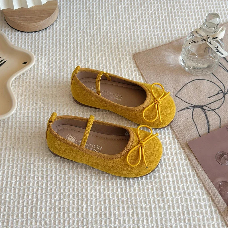 2025 Spring Autumn New Children Leather Shoes for Girls Fashion Korean Style Soft Sole Anti-slippery Sweet Bowtie Princess Shoes