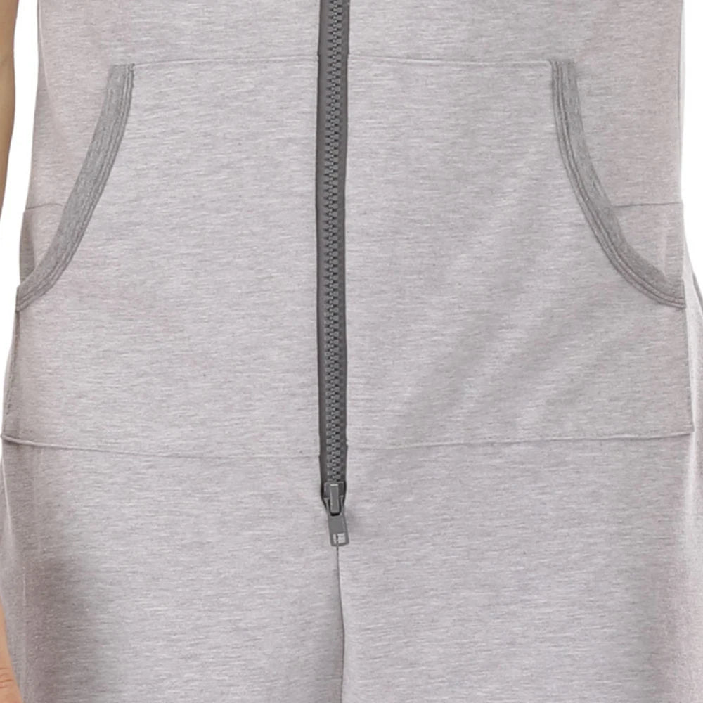 Men Short Sleeve Jumpsuit Sweatshirt Male Hoodies Zipper Overalls Bodysuit Rompers Short Pant Casual Home Wear Tracksuit Pajamas