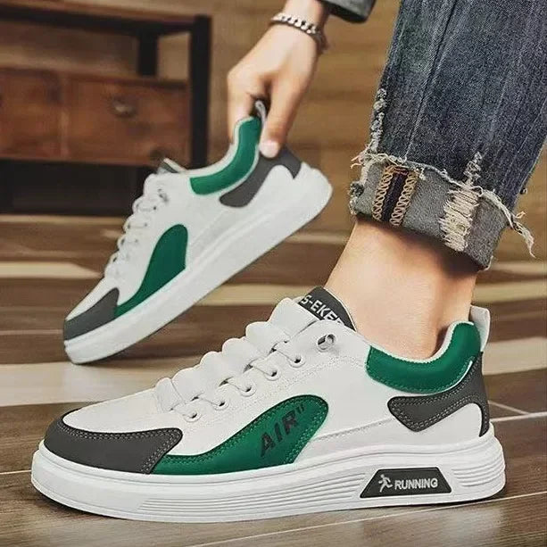 Men's Low Top Leather Sneakers - Fashionable Running & Casual Lace - Up Shoes