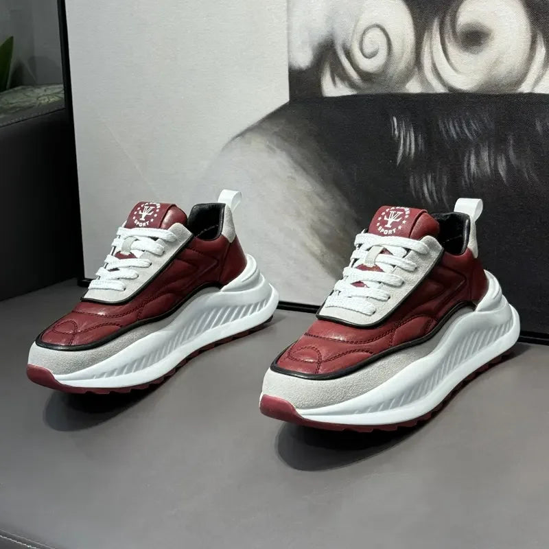 Chunky Sneakers Mens Designer Running Shoes Fashion Casual Microfiber Leather Upper Height Increased Flat Platform Sport Shoes