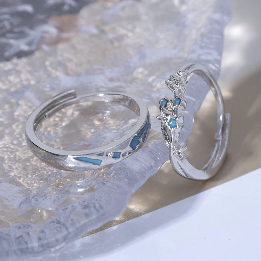 Sweet Couple Night Glowing Star Style Unique Design Premium Feel Adjustable Rings Simple Opening Luminous Lovers Exquisite Ring