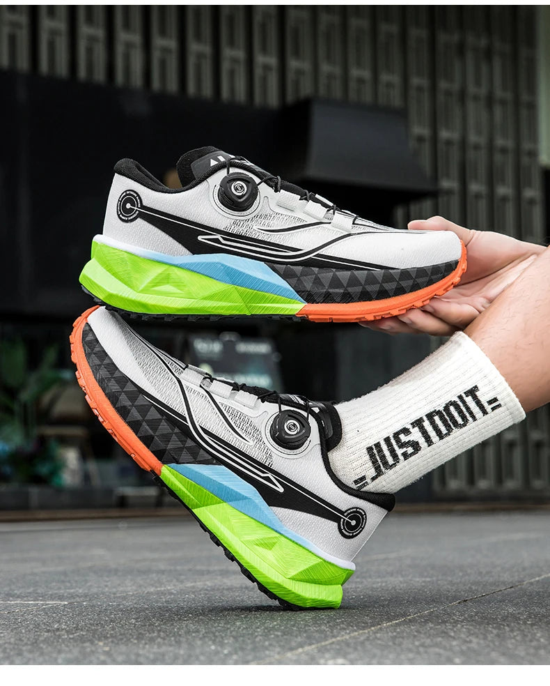 2025 New Lightweight Outdoor Casual Sports Shoes With Rotating Buckle Carbon Plate And Popcorn Outsole Running Shoes For Men